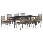vidaXL Ensemble de Salle à Manger de Jardin 9 Pièces avec Coussins Gris Rattan PE