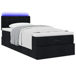 vidaXL Lit ottoman avec matelas et LED noir 80x200cm tissu