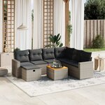 vidaXL Salon de jardin 8 Pièces avec coussins gris résine tressée