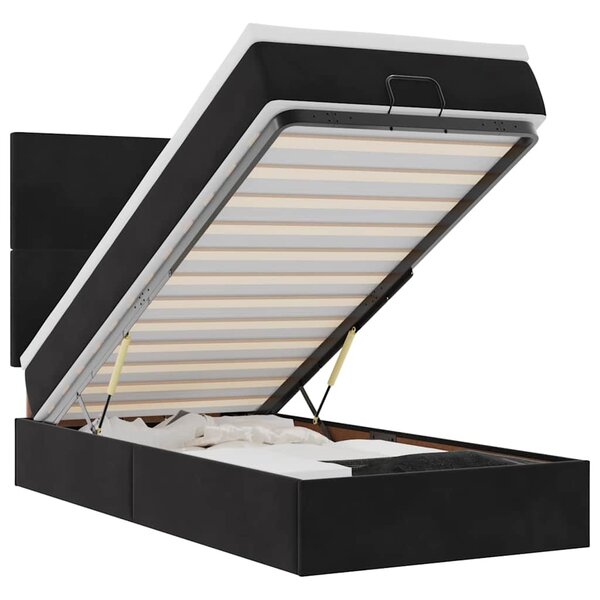 vidaXL Cadre de lit ottoman avec matelas noir 80x200 cm velours