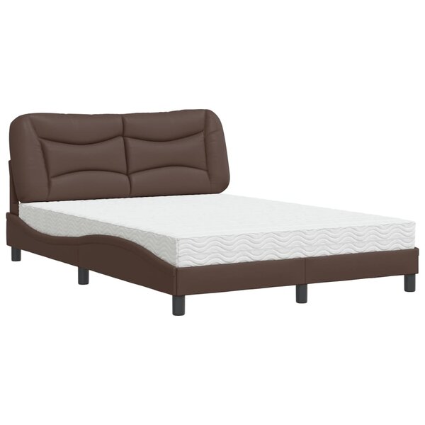 vidaXL Lit avec matelas Hvar marron 140x200 cm similicuir