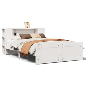 vidaXL Lit bibliothèque sans matelas blanc 160x200 cm bois pin massif
