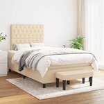 vidaXL Sommier à lattes de lit avec matelas crème 120x190 cm tissu