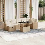 vidaXL Salon de jardin avec coussins 8 Pièces beige résine tressée