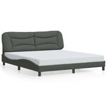 vidaXL Cadre de lit avec LED sans matelas Hvar gris foncé 180x200 cm tissu