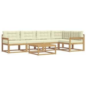 vidaXL Ensemble de canapés d'extérieur 6 pc Blanc et crème Polyester