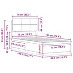 vidaXL Cadre de lit avec tête de lit rembourrée Gris clair 75 x 190 cm