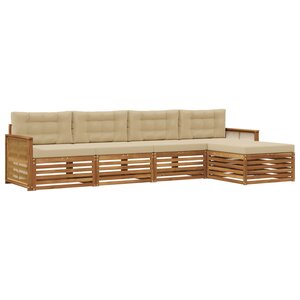 vidaXL Ensemble de canapés d'extérieur 5 pc Naturel et Beige