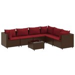 vidaXL Salon de jardin avec coussins 7 Pièces marron résine tressée
