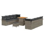 vidaXL Ensemble de canapé de jardin 11 Pièces Gris polyrotin