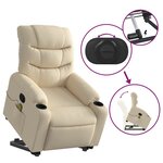 vidaXL Fauteuil inclinable de massage Crème Tissu