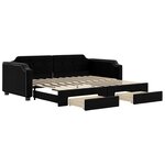 vidaXL Lit de jour avec gigogne et tiroirs noir 90x190 cm tissu