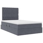 vidaXL Lit de rangement LED avec matelas Gris foncé 120 x 190 cm