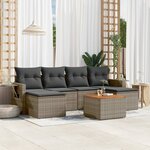 vidaXL Salon de jardin avec coussins 7 Pièces gris résine tressée