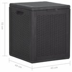 vidaXL Boîte de rangement de jardin 90 L Noir PP Rotin