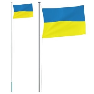 vidaXL Drapeau de l'Ukraine et mât 6 23 m aluminium