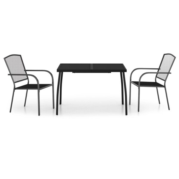 vidaXL Ensemble à manger de jardin 3 Pièces anthracite acier