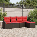 vidaXL Ensemble de canapé de jardin 5 Pièces Marron polyrotin