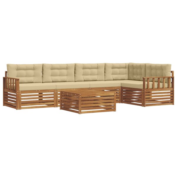 vidaXL Ensemble de canapés d'extérieur 6 pc Naturel et Beige