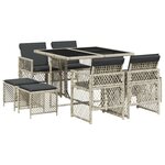 vidaXL Ensemble à manger de jardin et coussins 9 Pièces gris clair rotin
