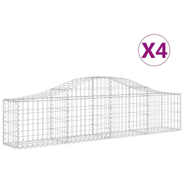 vidaXL Paniers à gabions arqués 4 Pièces 200x30x40/60 cm Fer galvanisé