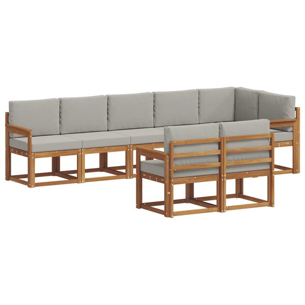 vidaXL Ensemble de canapés d'extérieur 8 pc Gris Naturel et Clair