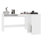 vidaXL Bureau d'angle en forme de L Blanc 120x140x75 cm