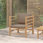vidaXL Canapé de jardin avec coussins taupe bambou