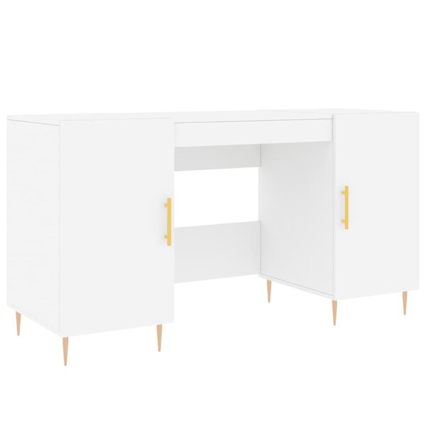 Bureau table poste de travail meuble d'ordinateur informatique étude 140 x 50 x 75 cm bois d'ingénierie blanc 02_0023511