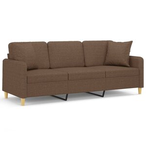 vidaXL Canapé 3 places avec oreillers décoratifs marron 180 cm tissu