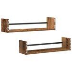 vidaXL Étagère Murale avec étagère 2 Pièces Bois ancien 60 x 16 x 14 cm