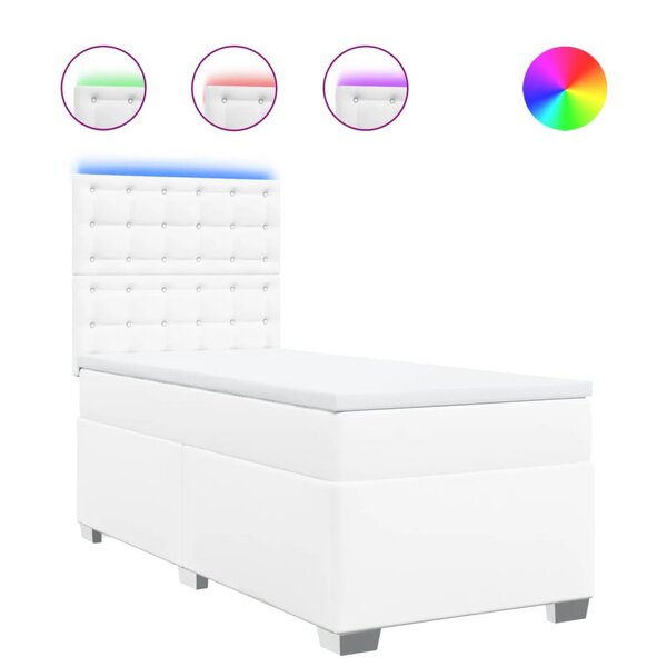 vidaXL Sommier à lattes de lit avec matelas Blanc 90x190 cm Similicuir