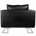 vidaXL Fauteuil cube avec pieds chromés Noir Similicuir