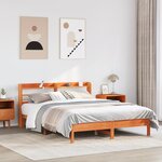 vidaXL Cadre de lit sans matelas cire marron 135x190cm bois pin massif