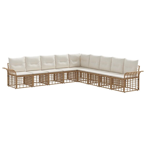vidaXL Ensemble de canapés d'extérieur 9 Pièces Blanc Naturel et Crème