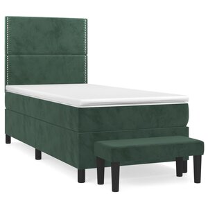 vidaXL Sommier à lattes de lit avec matelas Vert foncé 90x200 cm
