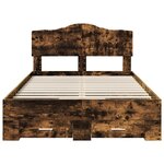 vidaXL Cadre de lit Chêne fumé 135 x 190 cm Bois d'ingénierie