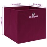 vidaXL Boîtes de rangement 4 Pièces Rouge foncé 32x32x32 cm Tissu