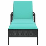 vidaXL Chaise longue avec coussin Noir 63 x 200 x 81 cm Résine tressée (États-Unis uniquement)