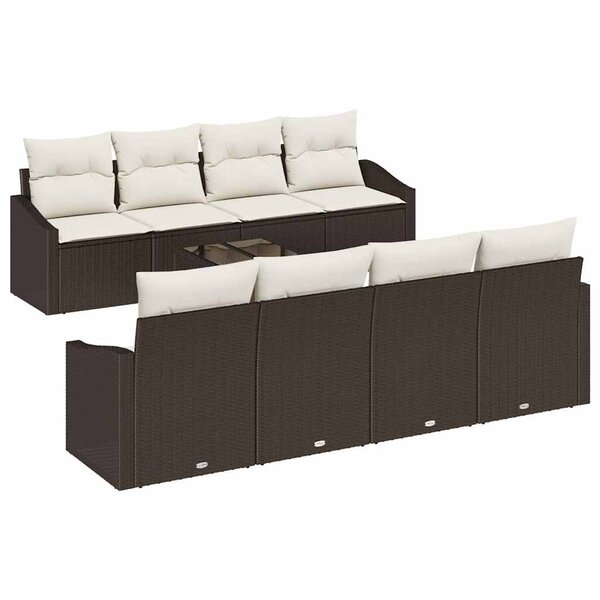 vidaXL Ensemble de Canapés 9 Pièces Marron et Crème polyrotin