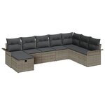 vidaXL Ensemble de canapé de jardin avec coussin 8 Pièces Gris Poly rotin