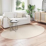 vidaXL Tapis de surface ovale HUARTE Beige 160 x 230 cm 100  Polyester