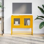 vidaXL Meuble TV jaune moutarde 68x39x60 5 cm acier laminé à froid