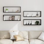 Étagères murales vidaXL 4 pièces Chêne Noir 80x15x26 cm Bois d'ingénierie