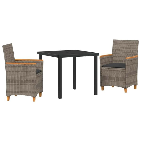 vidaXL Ensemble de salle à manger pour jardin 3 Pièces Gris polyrotin