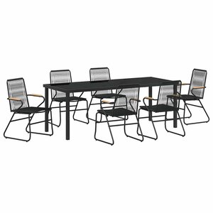 vidaXL Ensemble de salle à manger pour jardin 7 Pièces Noir