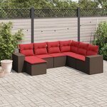 vidaXL Salon de jardin avec coussins 7 Pièces marron résine tressée