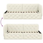 vidaXL Cadre de lit d'angle avec tête de lit Crème 90 x 190 cm Velours