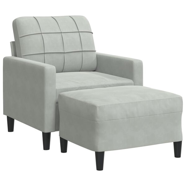 vidaXL Fauteuil avec repose-pied Gris clair 60 cm Velours