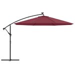 vidaXL Parasol de jardin en porte-à-faux lumières LED rouge bordeaux
